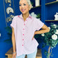 Adelyn Pinstrip Short Sleeve Shirt Pink