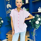 Adelyn Pinstrip Short Sleeve Shirt Pink