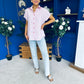 Adelyn Pinstrip Short Sleeve Shirt Pink