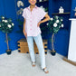 Adelyn Pinstrip Short Sleeve Shirt Pink