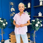 Adelyn Pinstrip Short Sleeve Shirt Pink