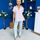 Adelyn Pinstrip Short Sleeve Shirt Pink