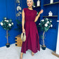 Antonia Detailed Top & Skirt Set Wine