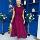 Antonia Detailed Top & Skirt Set Wine