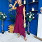 Antonia Detailed Top & Skirt Set Wine