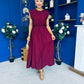 Antonia Detailed Top & Skirt Set Wine