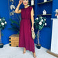 Antonia Detailed Top & Skirt Set Wine