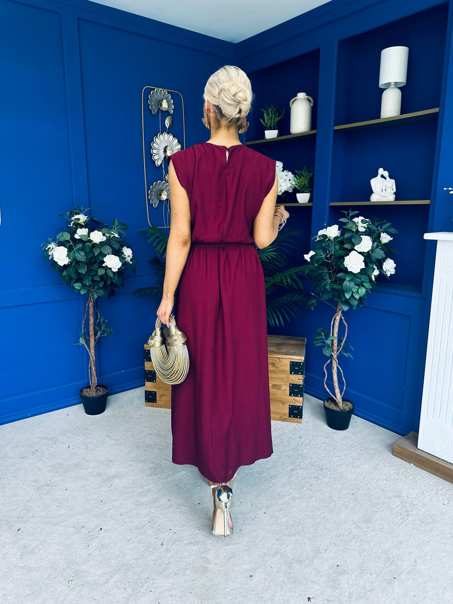 Antonia Detailed Top & Skirt Set Wine