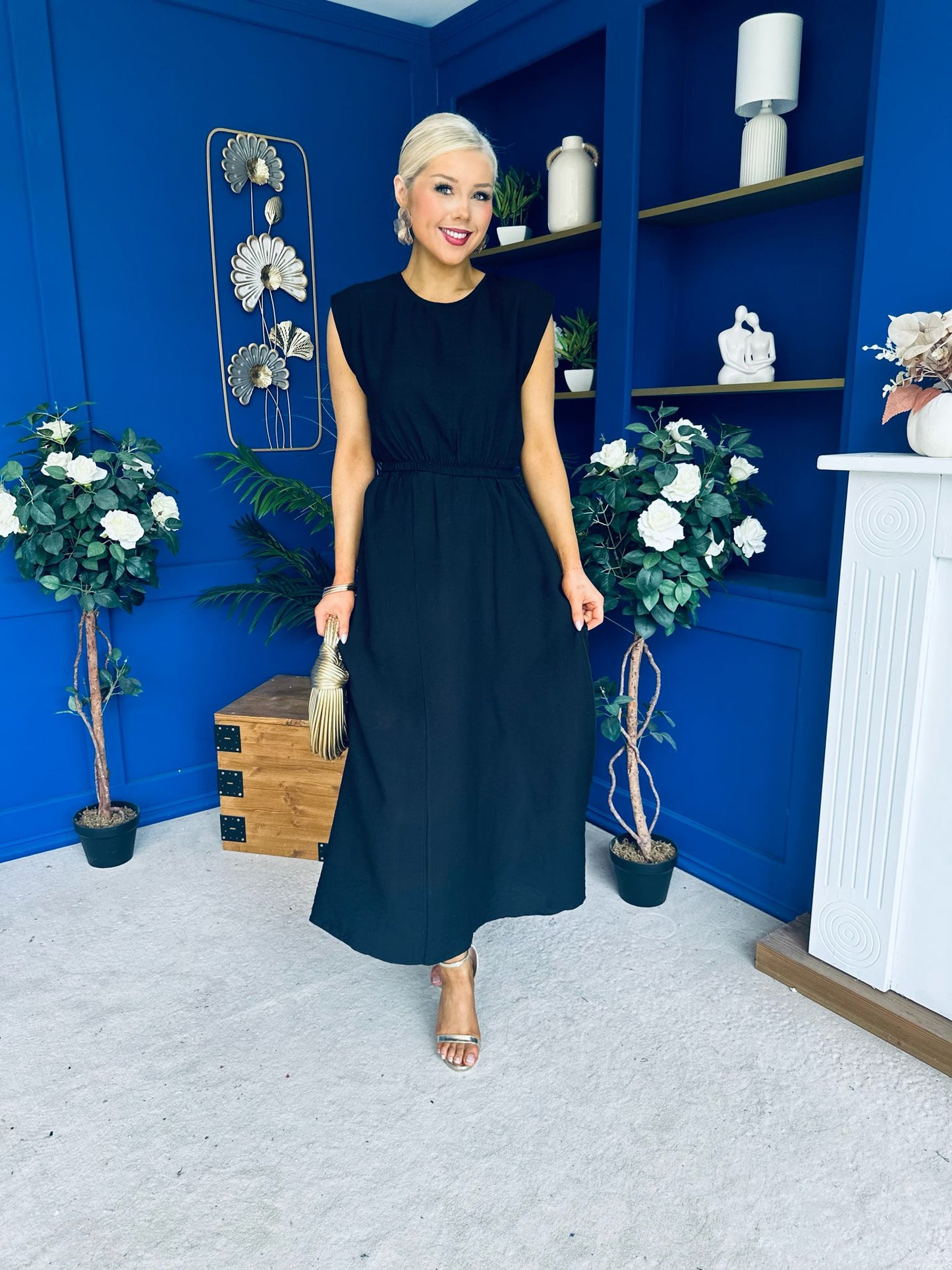 Antonia Detailed Top & Skirt Set Black