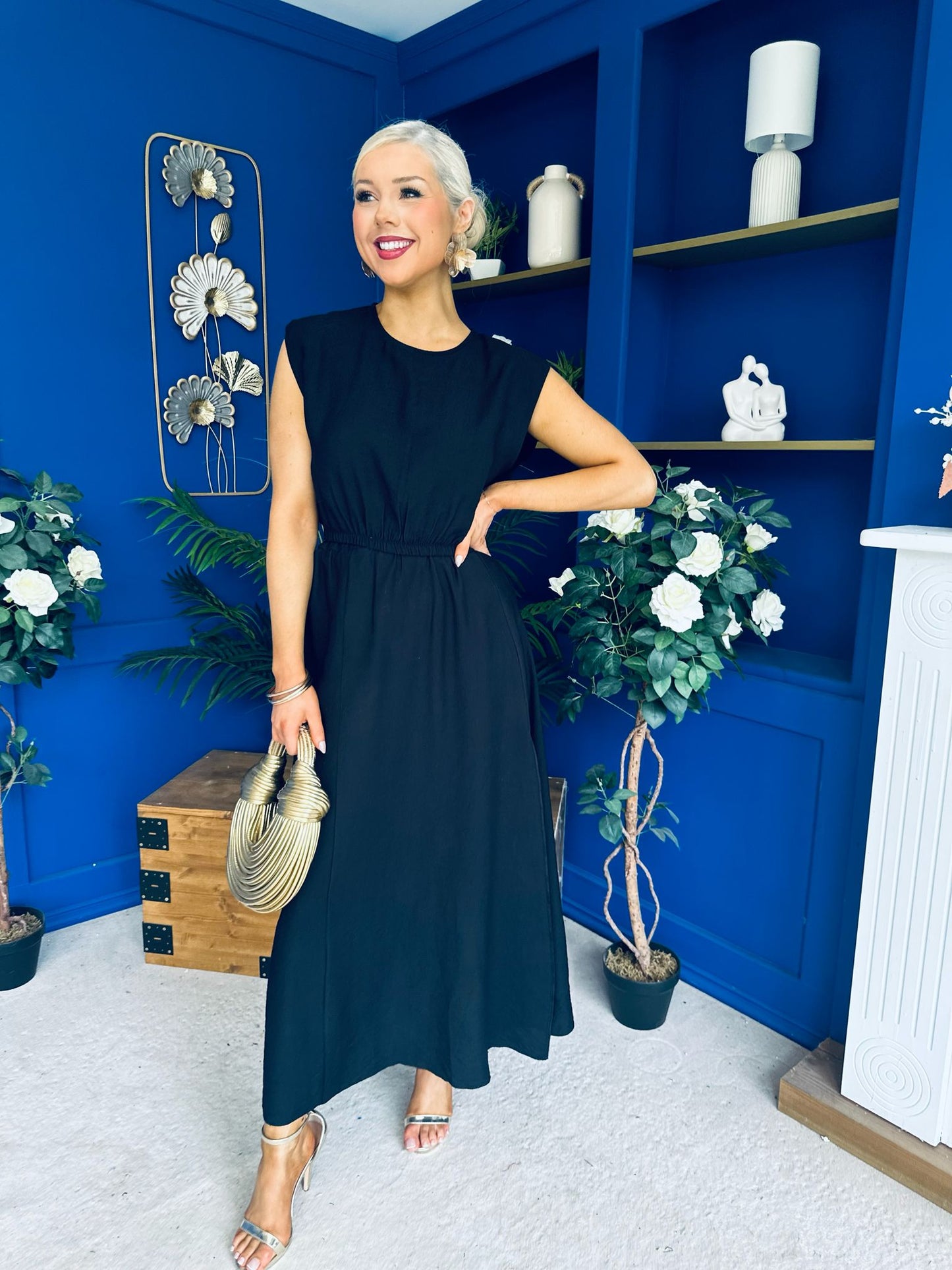 Antonia Detailed Top & Skirt Set Black