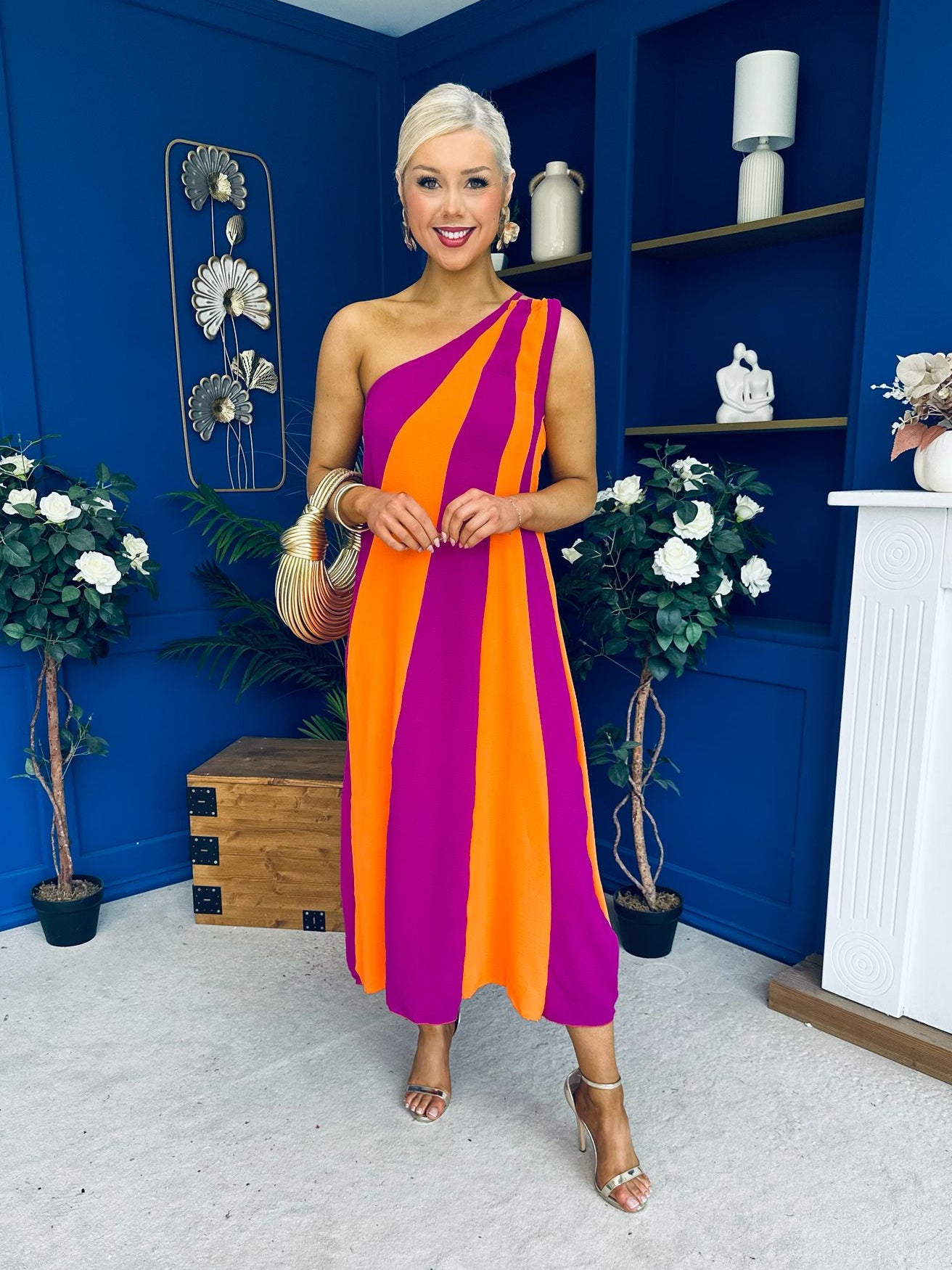 Valentina One Shoulder Midi Dress Orchid