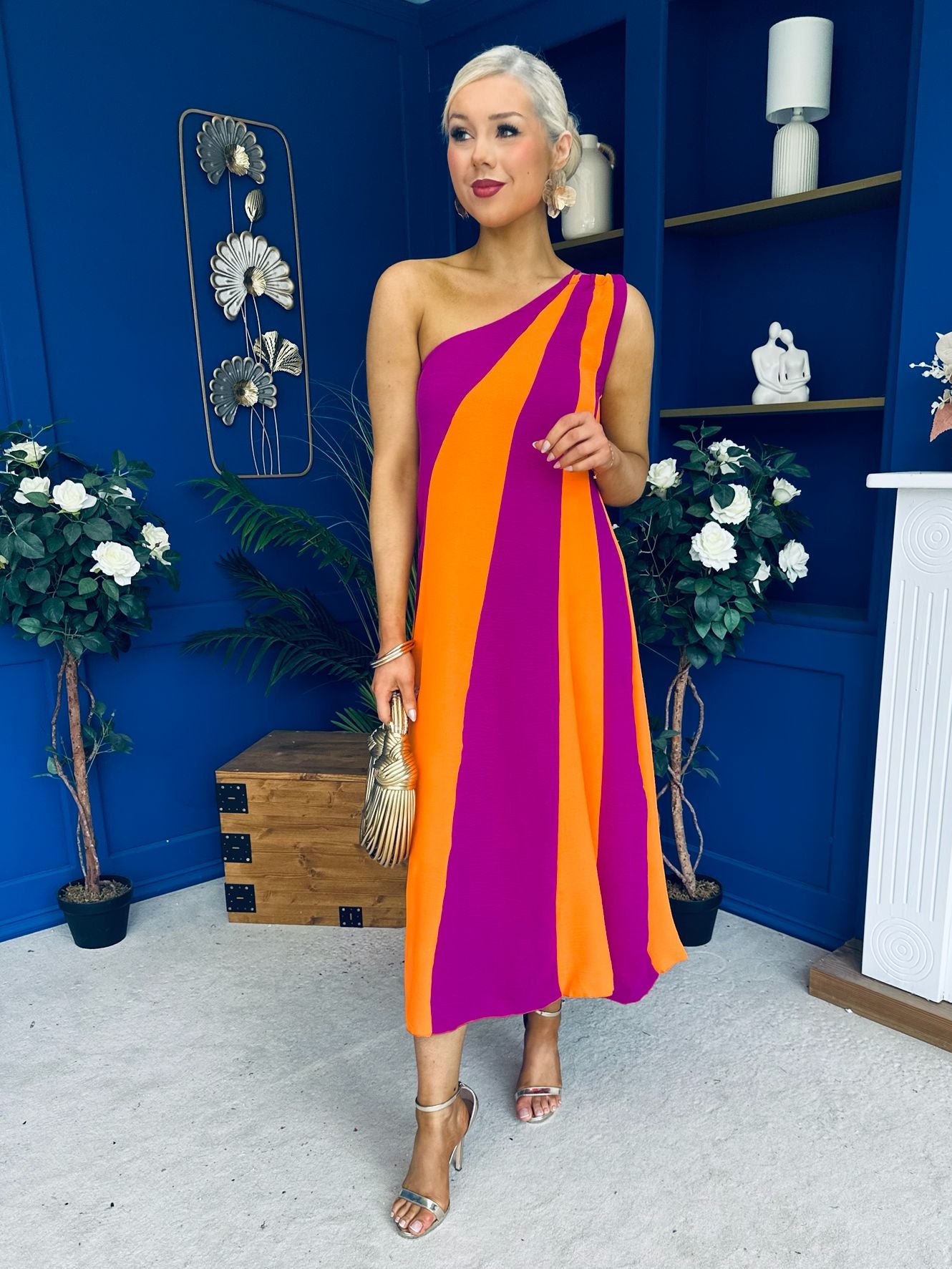 Valentina One Shoulder Midi Dress Orchid