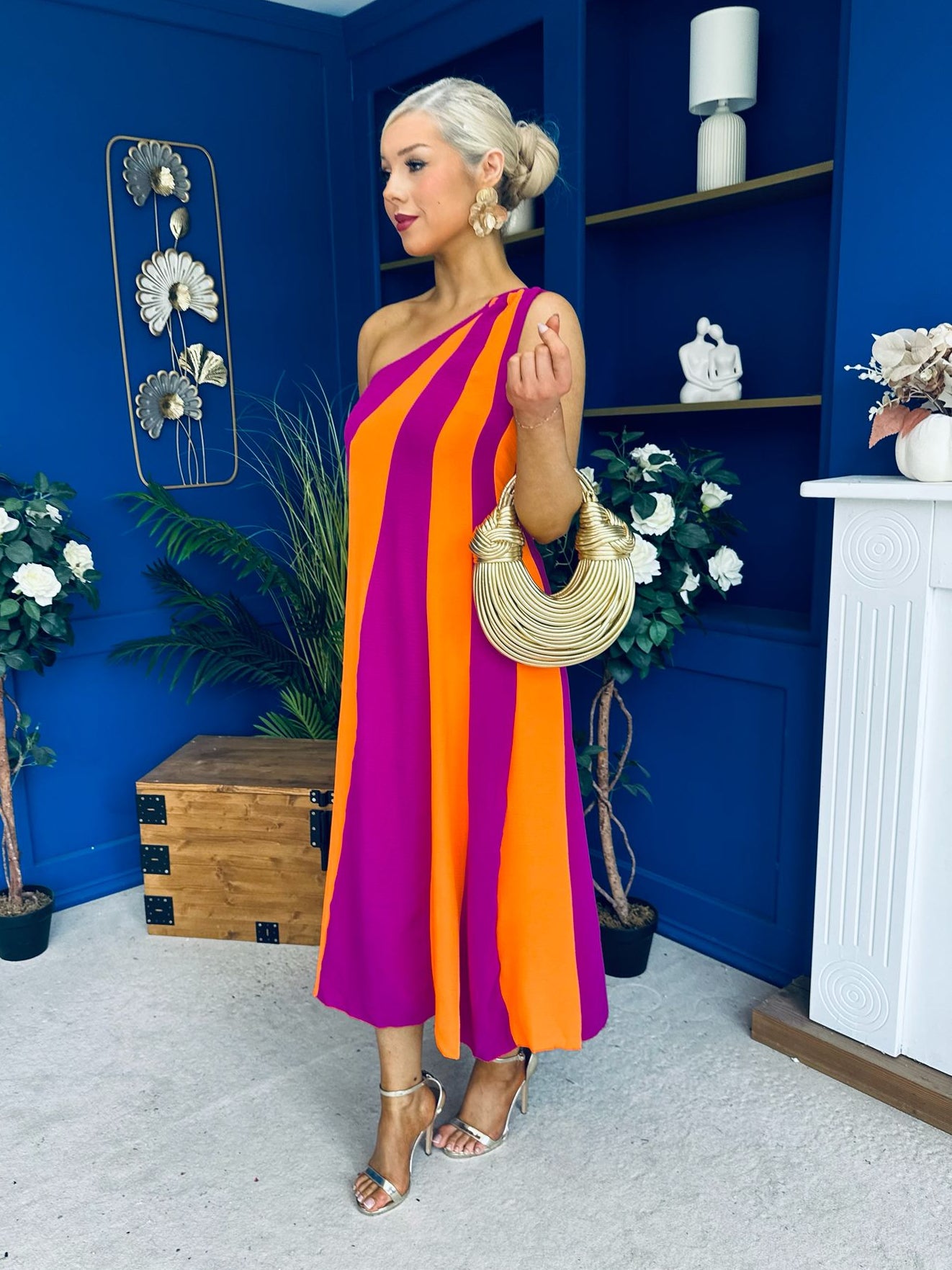 Valentina One Shoulder Midi Dress Orchid