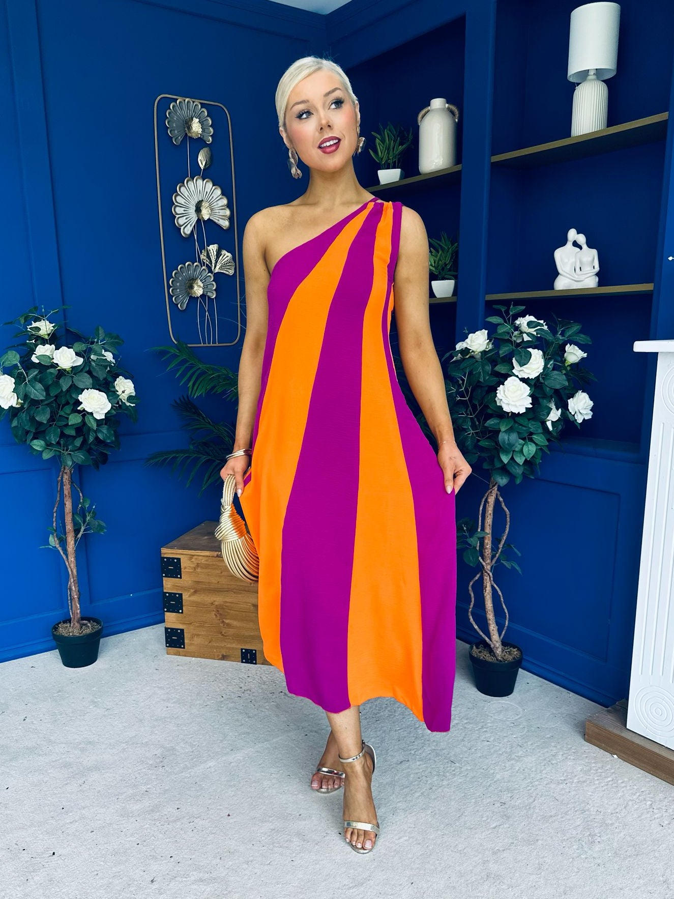 Valentina One Shoulder Midi Dress Orchid