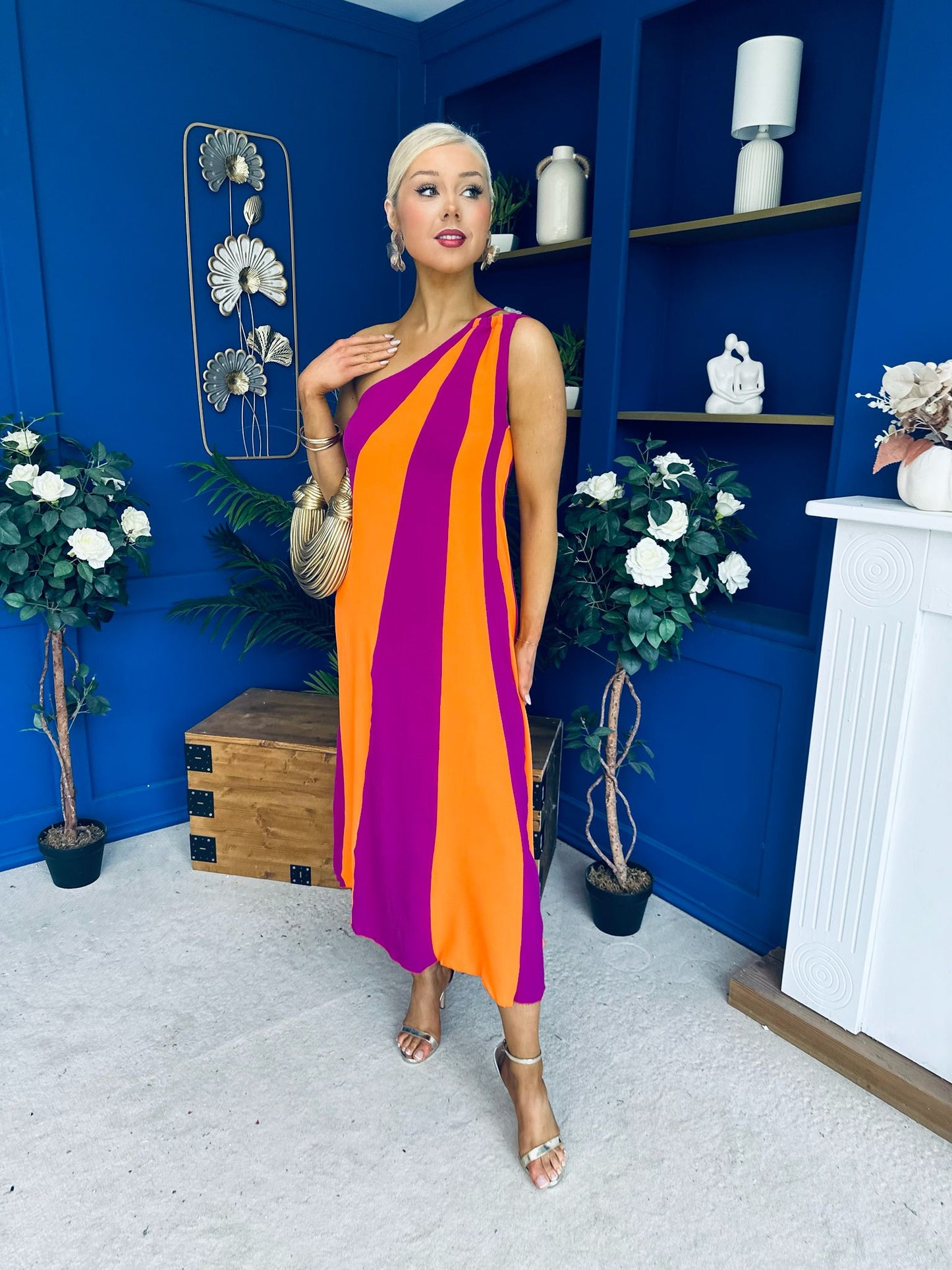 Valentina One Shoulder Midi Dress Orchid