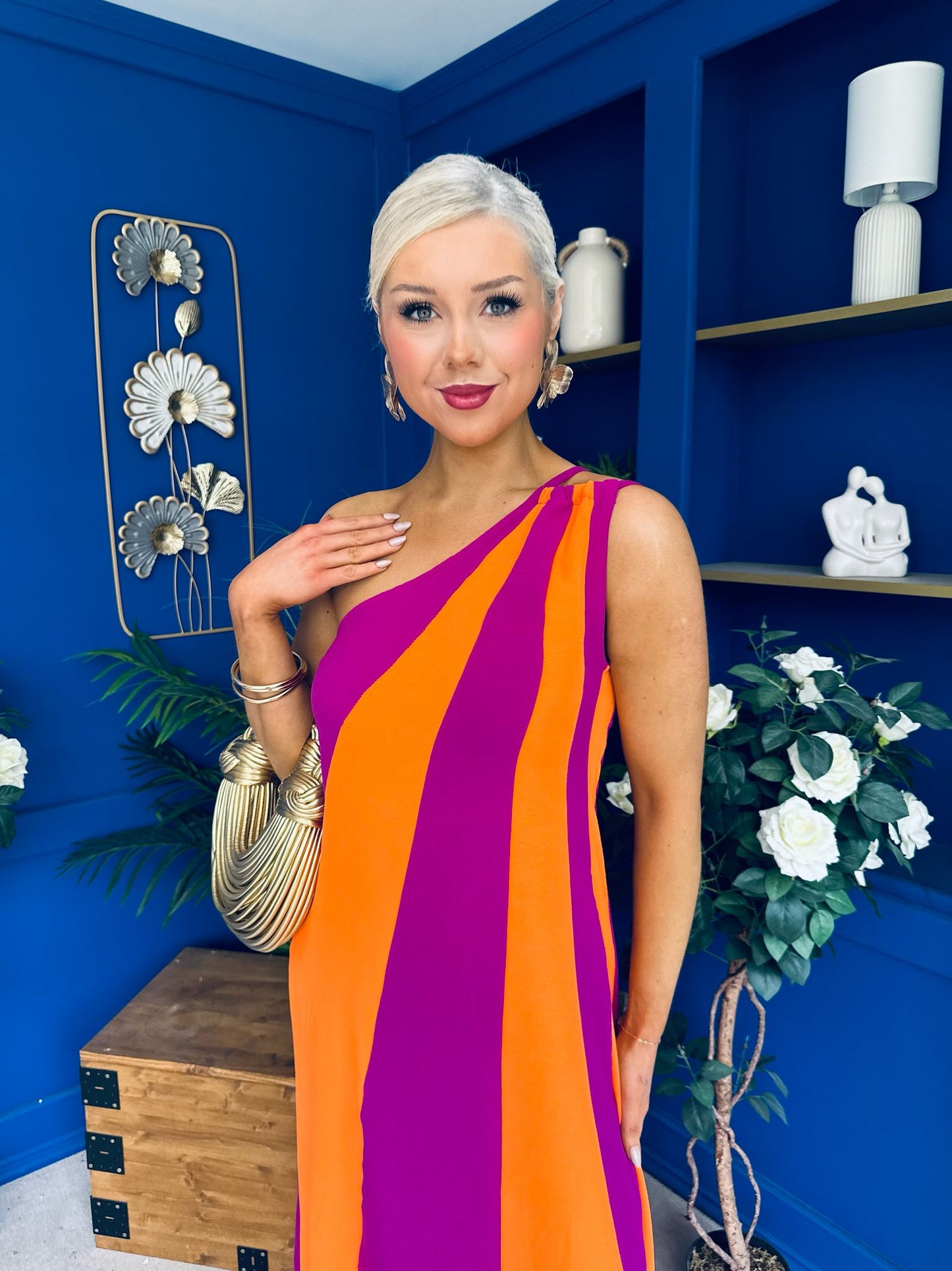 Valentina One Shoulder Midi Dress Orchid