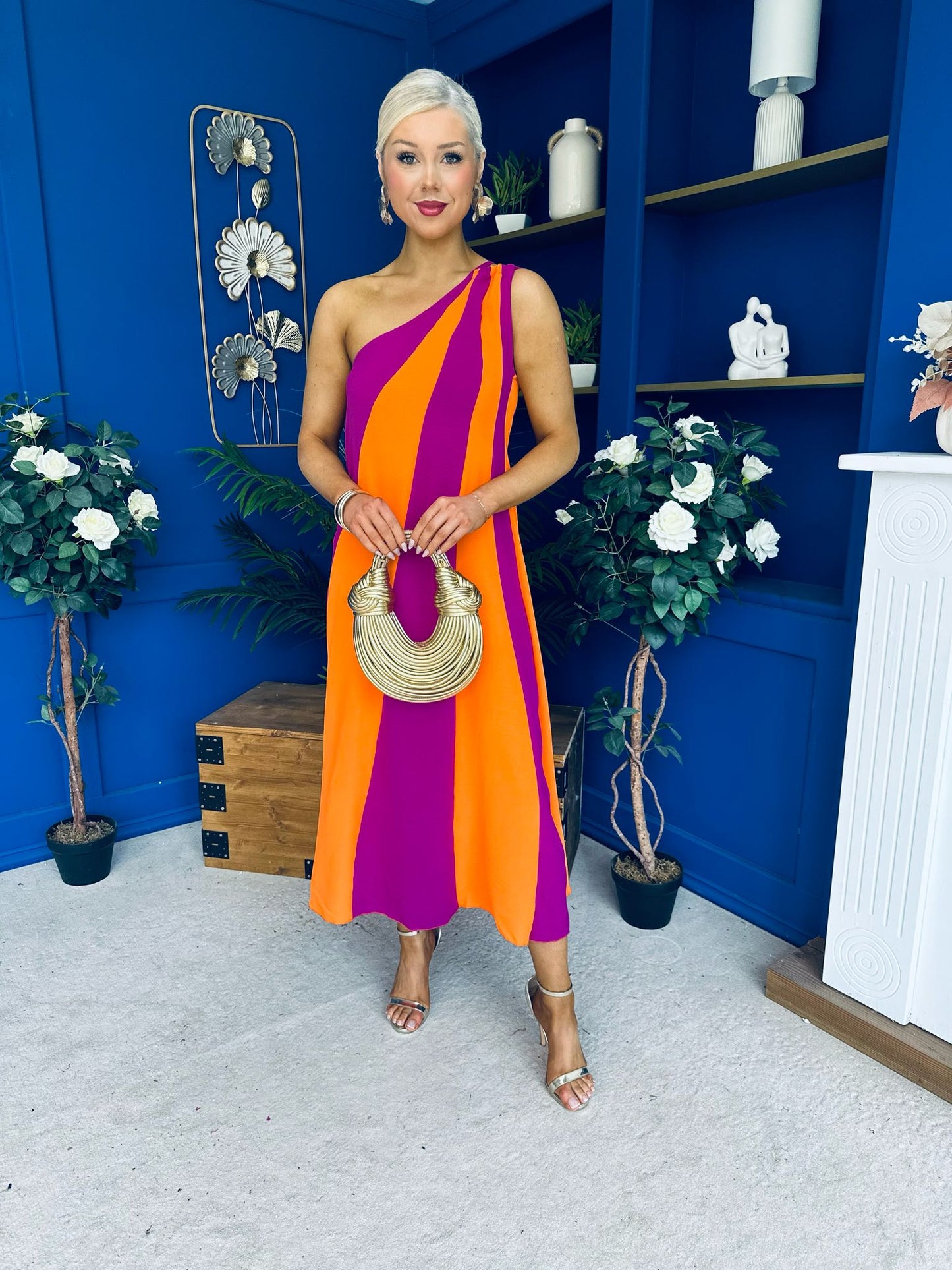 Valentina One Shoulder Midi Dress Orchid