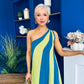 Valentina One Shoulder Midi Dress Lime