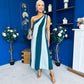 Valentina One Shoulder Midi Dress Teal