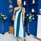 Valentina One Shoulder Midi Dress Teal