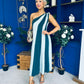 Valentina One Shoulder Midi Dress Teal