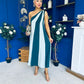 Valentina One Shoulder Midi Dress Teal