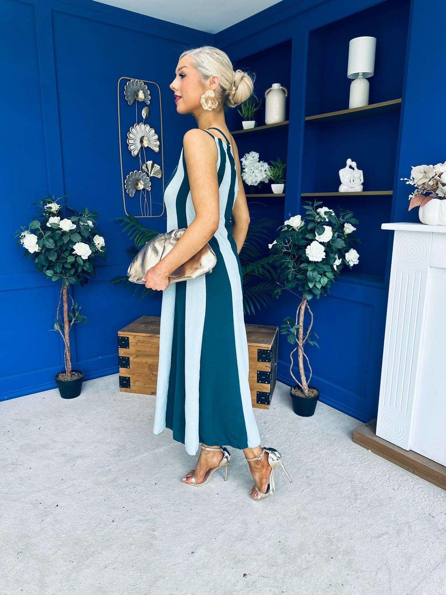Valentina One Shoulder Midi Dress Teal
