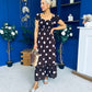 Serena Square Neck Midi Dress Pink Polka Coco