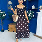 Serena Square Neck Midi Dress Pink Polka Coco
