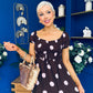 Serena Square Neck Midi Dress Pink Polka Coco