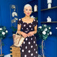 Serena Square Neck Midi Dress Pink Polka Coco