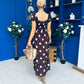 Serena Square Neck Midi Dress Pink Polka Coco