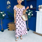 Serena Square Neck Midi Dress Coco Polka Pink