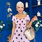Serena Square Neck Midi Dress Coco Polka Pink