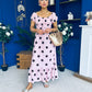 Serena Square Neck Midi Dress Coco Polka Pink