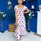 Serena Square Neck Midi Dress Coco Polka Pink