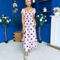 Serena Square Neck Midi Dress Coco Polka Pink