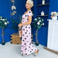 Serena Square Neck Midi Dress Coco Polka Pink