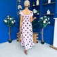Serena Square Neck Midi Dress Coco Polka Pink