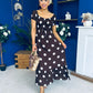 Serena Square Neck Midi Dress Cream Polka Coco