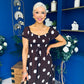 Serena Square Neck Midi Dress Cream Polka Coco