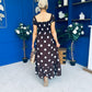 Serena Square Neck Midi Dress Cream Polka Coco