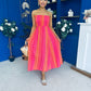 Kiley Bandeau Midi Dress Aztec Stripe Pink