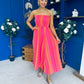 Kiley Bandeau Midi Dress Aztec Stripe Pink