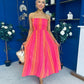 Kiley Bandeau Midi Dress Aztec Stripe Pink