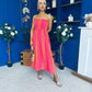 Kiley Bandeau Midi Dress Aztec Stripe Pink