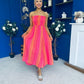 Kiley Bandeau Midi Dress Aztec Stripe Pink