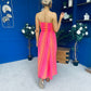 Kiley Bandeau Midi Dress Aztec Stripe Pink