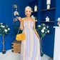 Kiley Bandeau Midi Dress Aztec Stripe Blue