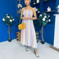 Kiley Bandeau Midi Dress Aztec Stripe Blue